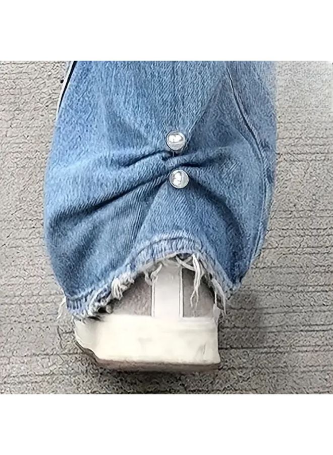 White 10pcs Anti Slip Jeans Ankle Clips Pants Length Adjuster Buckle - Image 1